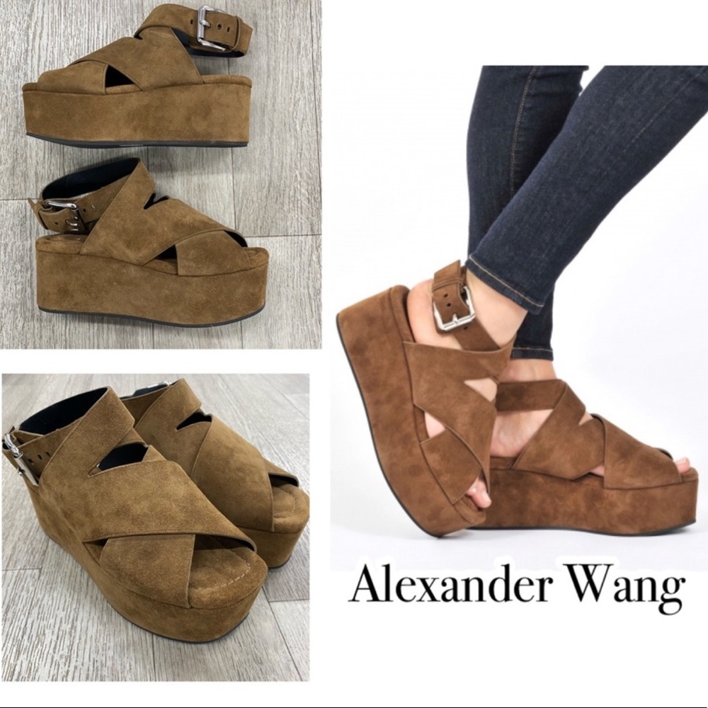 NEW! ALEXANDER WANG Rudy Suede Platform Sandals